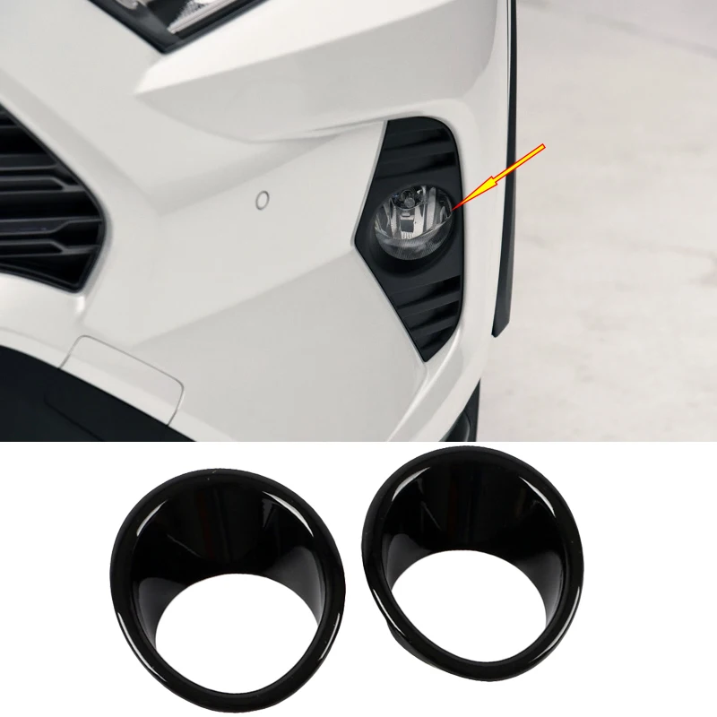 

ABS Chroemd or Black or Carbon Front Fog Light cover Fog lamp trim For Toyota RAV4 RAV-4 XA50 2019 2020 Accessories