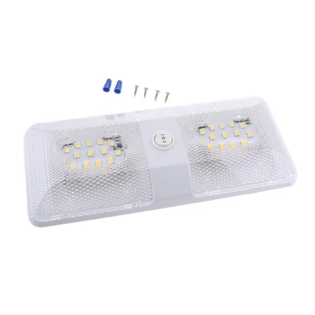

Interior Double LED RV Ceiling Dome Light Switch Removable Lense Trailer