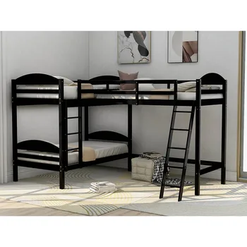 

L-Shaped Bunk Bed and Loft Bed A Wonderful Bed for 3 Kids Furniture Bedroom Home Furniture