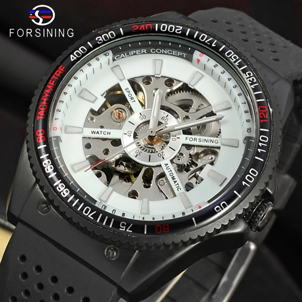 

Forsining 2019 Fashion Rotating Bezel Sport Design Silicone Band Men Watches Top Brand Luxury Automatic Mechanical Watches Clock