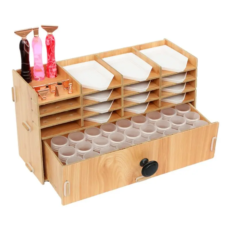 New Diamond Painting Wood Drawer Storage Beads Box Tool Multifunctional DIY Mosaic Multi-layer Function Case Nail Kit