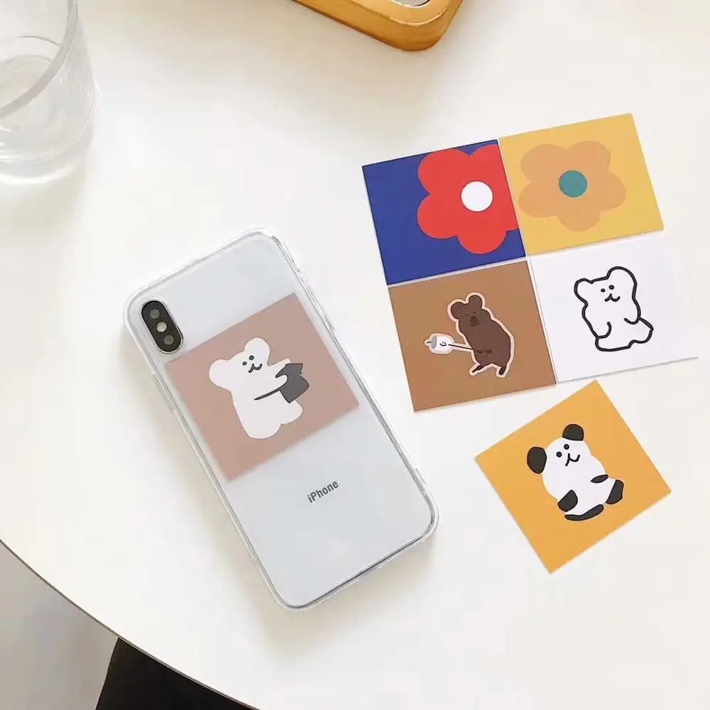 

ORYKSZ 3D Lovely Candy Bear Transparent Tpu Phone Case For iphone 7 XS Max Case For iphone X XR 6 6S 7 8 Plus Cover Retro Capa