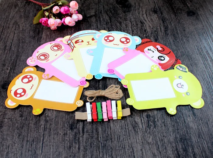 Интернет-магазин Taobao Polaroid стиль мультфильм рисунок животных-3-6 дюймов с отделкой из пеньковой зажим для каната Бумага фото рамка для фото стены