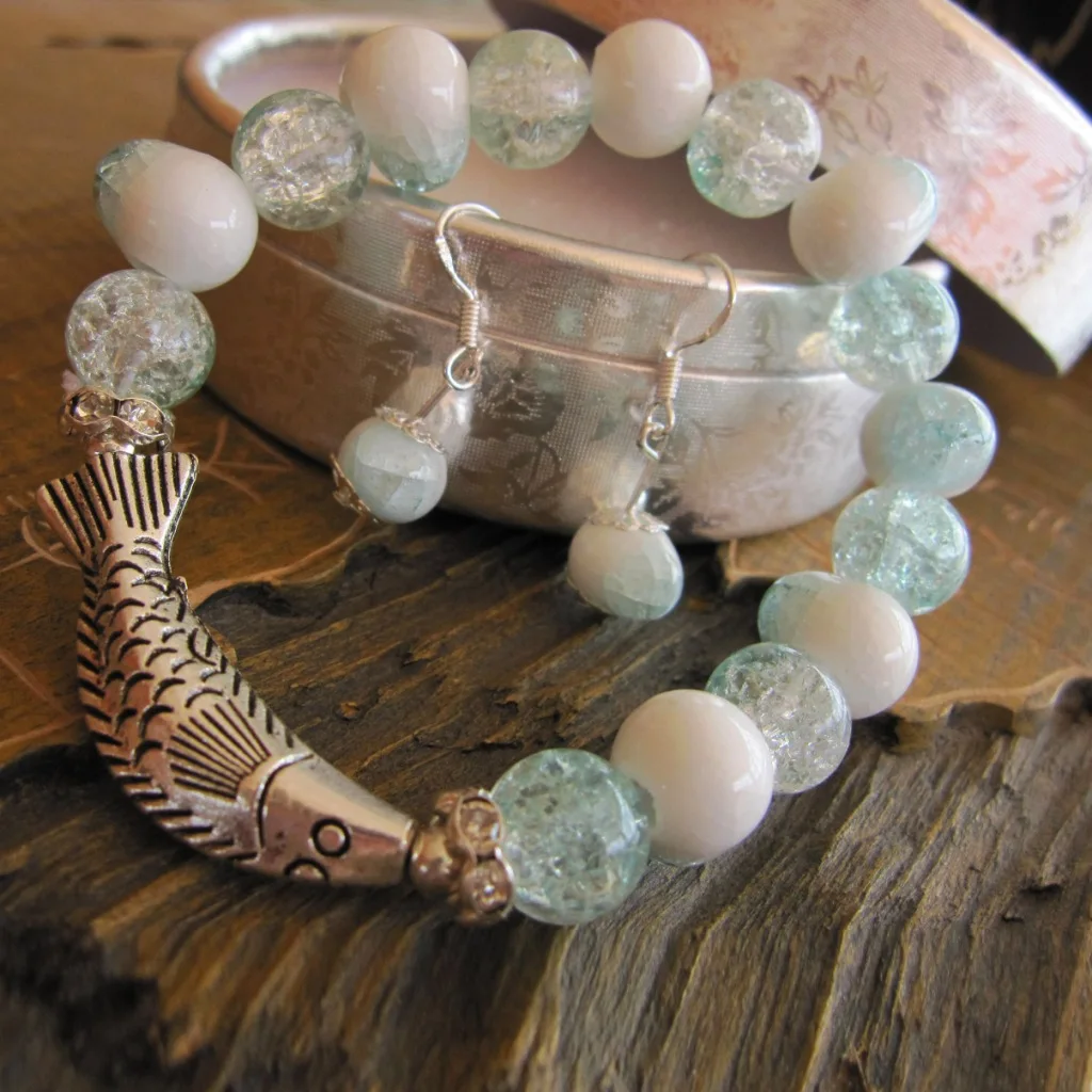 

Hot Selling Hot Sales Gift Set Accessories Ice Cracks Ceramic Miao Silver Collocation Fresh And Beautiful Jewelry Summer New Pro