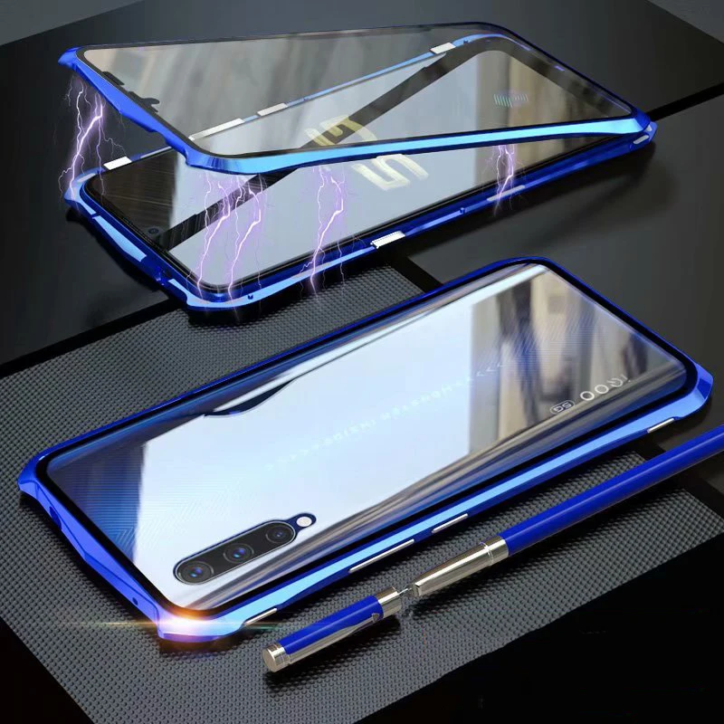 Роскошный Алюминиевый металлический чехол с Бэтменом для Vivo Iqoo 5g, тонкий жесткий чехол из закаленного стекла на магните для Vivo Iqoo 5g - Цвет: Синий