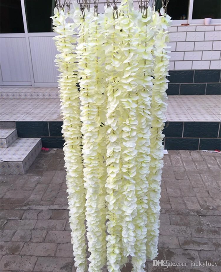 Branco Artificial Orquídea Wisteria Videira Flor 2 Metro Longo Grinaldas De  Seda Para Casamento Pano De Fundo Decoração Adereços Tiro 30 Pçs/lote -  Flores Secas Artificiais - AliExpress