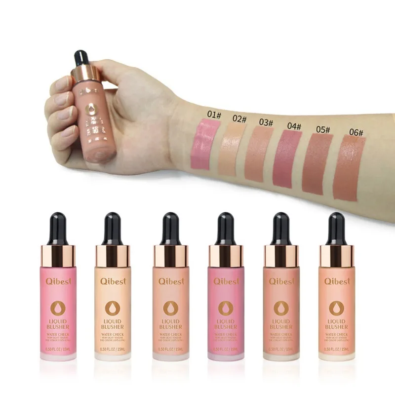 QIBEST Liquid Blush Long-lasting Brighten Waterproof Easy To Color Moisturizing Liquid Blusher For Cheeks Brighten Skin Color