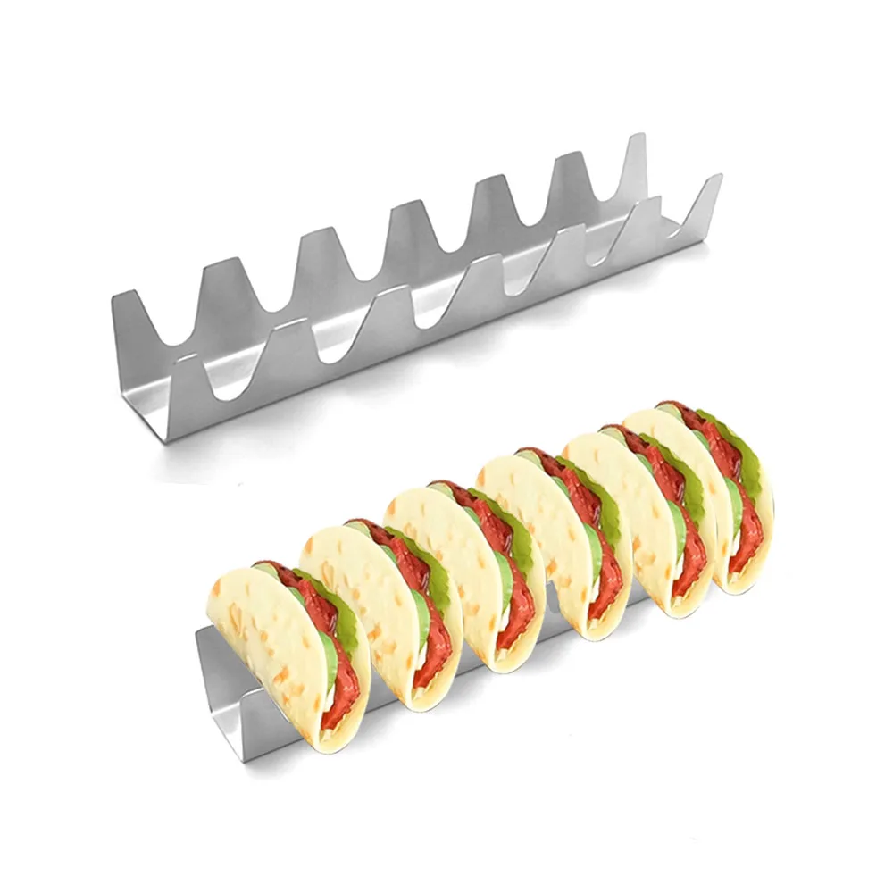Stainless Steel Taco Holder Wave Shape Mexican Food Stand Tray Rack Hard Shell 