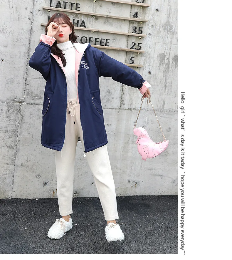 Photo Shoot plus Velvet Middle School Students Mid-length College Style New Style Junior High School STUDENT'S Trench Coat