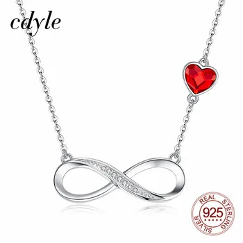 

Cdyle Fashion Dainty Silver Infinity Symbol Charm Necklace with Red Heart Figure Eight Choker Necklace Accessories Women