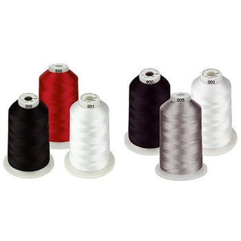 

2 Set Color Packs Of Polyester Embroidery Machine Thread Huge Spool 5000M - Black-White Silver & Black White Red