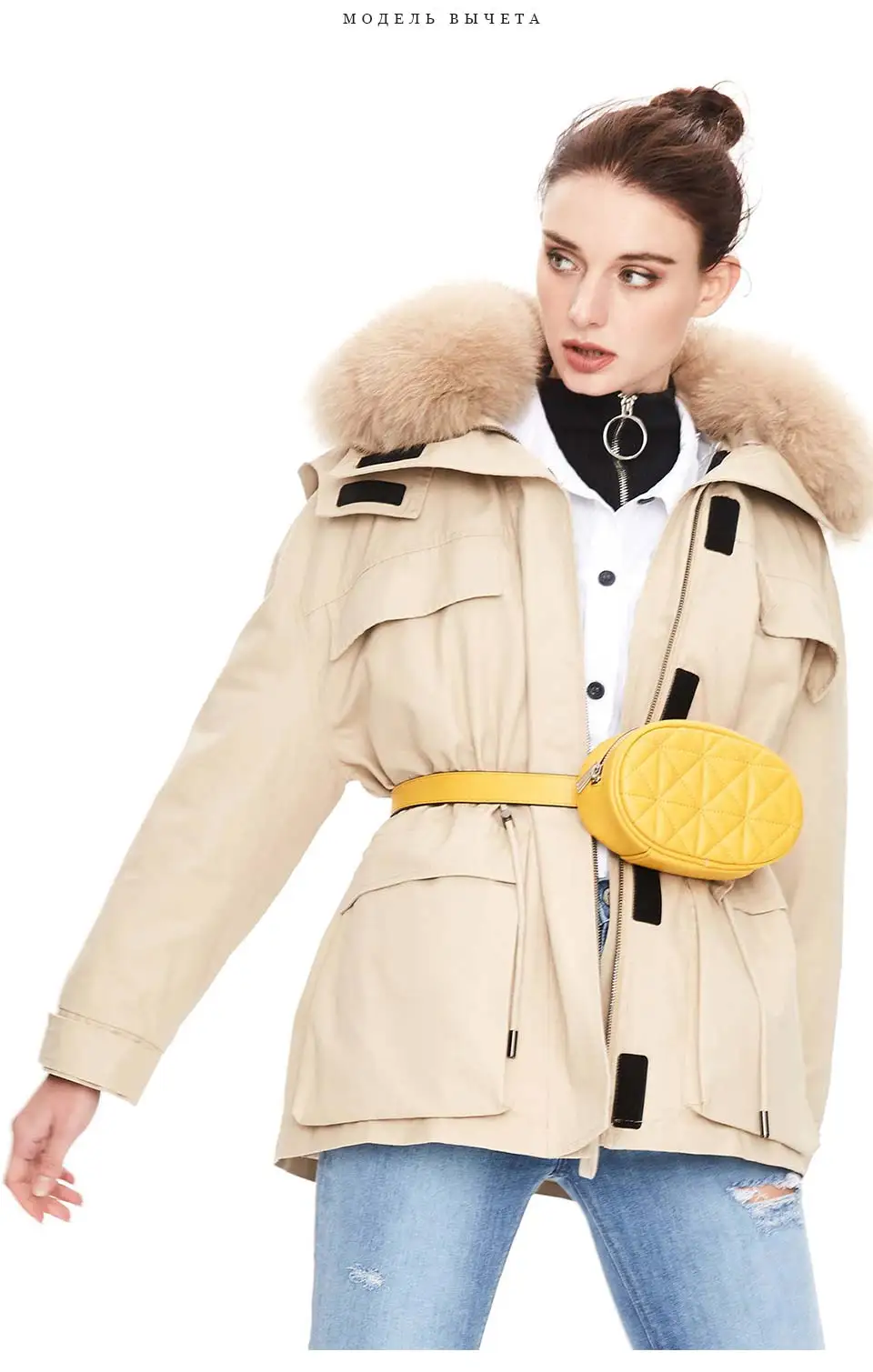 JAZZEVAR Зимнее новое поступление зимнее женское пальто высокого качества с меховым воротником свободная верхняя одежда модная женская парка K9067