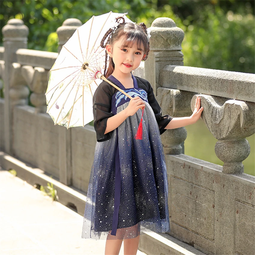 Дети Hanfu танцевальный костюм карнавальный наряд традиционная китайская одежда ретро принцесса древние костюмы сказочное платье для девочек