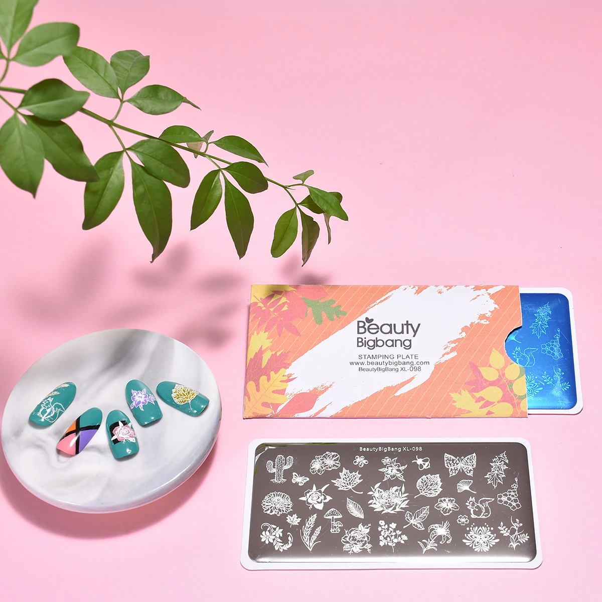 Beautybigbang пластины для штамповки ногтей натуральный цветок белка кактус изображение из нержавеющей стали дизайн ногтей шаблон форма трафарет XL-98