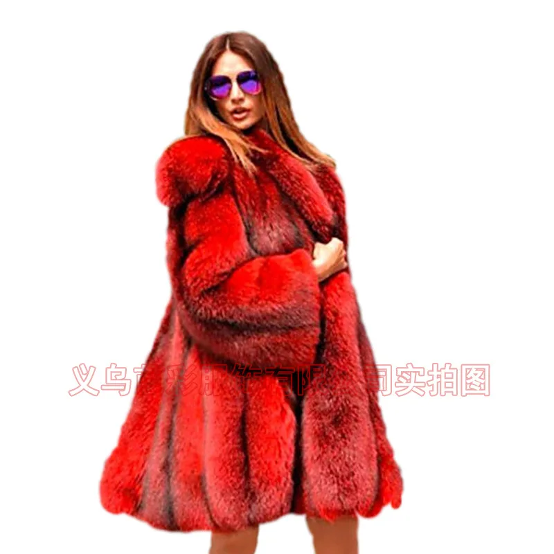 Искусственное меховое пальто, плюшевое пальто, популярное меховое пальто, красное лоскутное меховое пальто, Amazon, горячая распродажа, Haining, меховое пальто для женщин средней длины