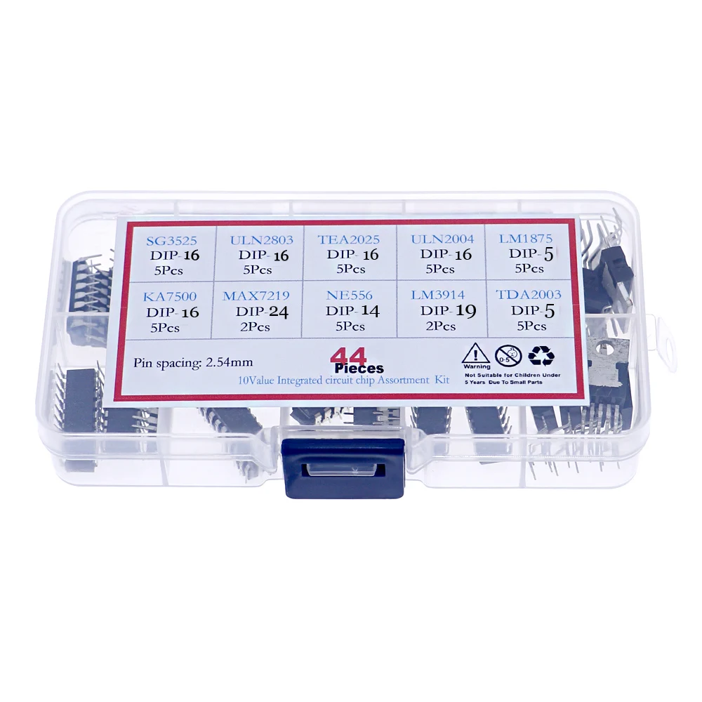 44Pcs/Box IC Integrated Circuit Chip Assortment Kit SG3525 ULN2803 TEA ULN2004 TDA1875 KA7500 MAX7219 NE556 LM3914 TDA2003