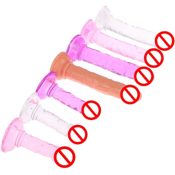 1PCS Erotic Soft Jelly Dildo Realistic Penis Bullet Vibrator Anal Dildo Strap On Big Penis Suction Cup Toys For Adult Sex Toys 3