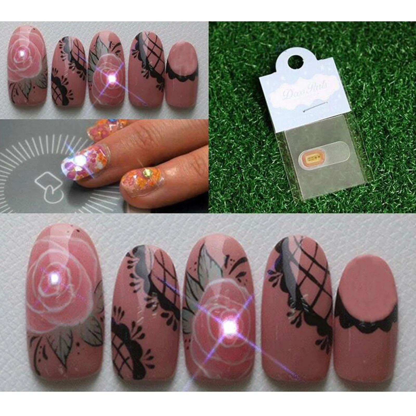 2Pcs Shiny NFC Nail Art Tip Sticker Chip Glowing Nail Decal Manicure LED Light Flash Party Decor Nail Decals Nail Art Tool