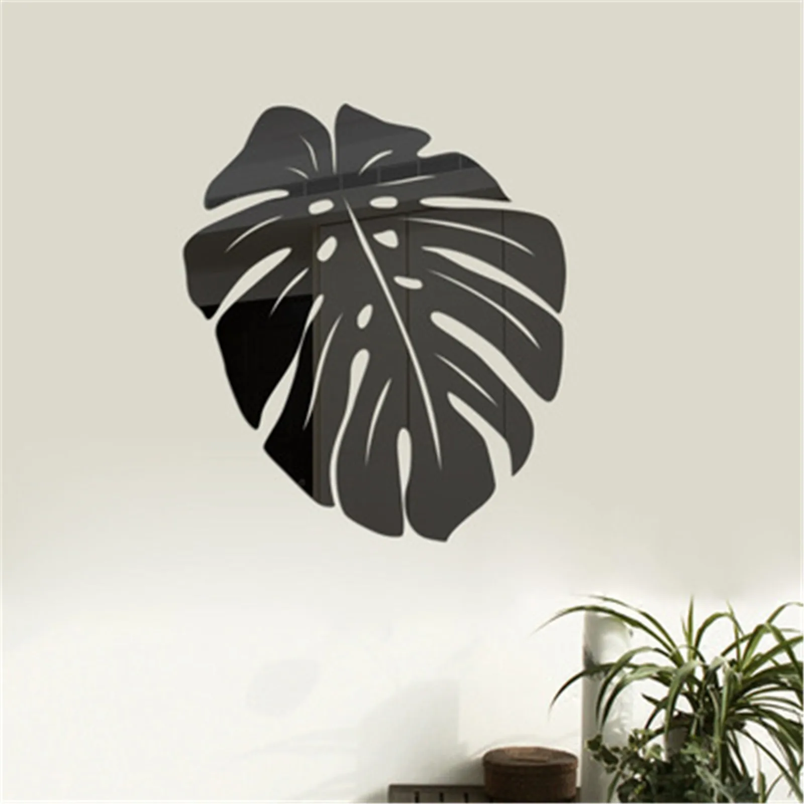 Wall Sticker Mirror Wall Sticker Acrylic Wall Sticker Acrylic Mosaic Tiles Sticker 3D Mirror Leaf Flower Sticker Nordic Acrylic Mural Decal For Living Room Removable Wall Stickers DIY Home Background Decor