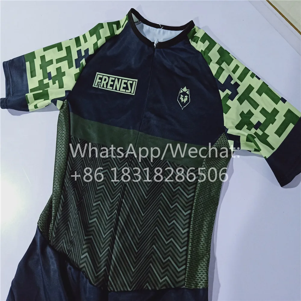 FRENESI new style jumpsuit 2019 Army green mosaic couple models Women cycling Skinsuit men bike tights triathlon suit Colombia