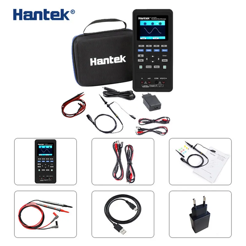 Цифровой осциллограф Hantek 3 в 1 генератор сигналов портативный мультиметр USB 2