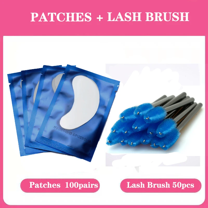 Накладки для наращивания ресниц Набор под глазная повязка синий набор для наращивания ресниц патчи для ресниц микрокисти инструменты для наращивания ресниц - Цвет: Pads and Lash brush