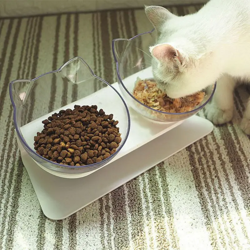 

Plastic Non-slip Double Pet Bowl Cats Food Water Feeder Adjustable Pets Feeding Dishes Inclinable Dog Bowls Pet Supplies #h