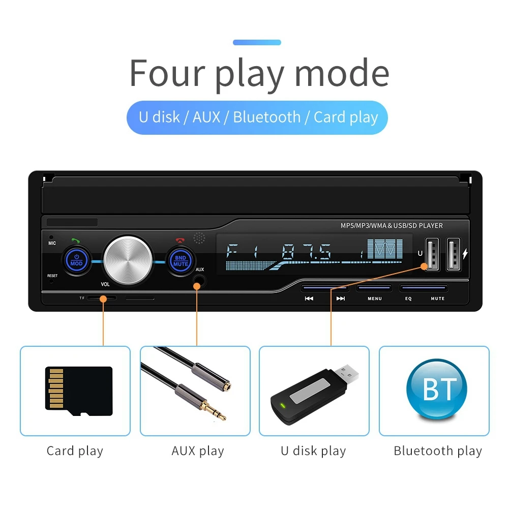 

Car Multimedia Player 7inch Retractable Car Stereo 2DIN bluetooth WIFI GPS Core Radio Video Car MP5 Player
