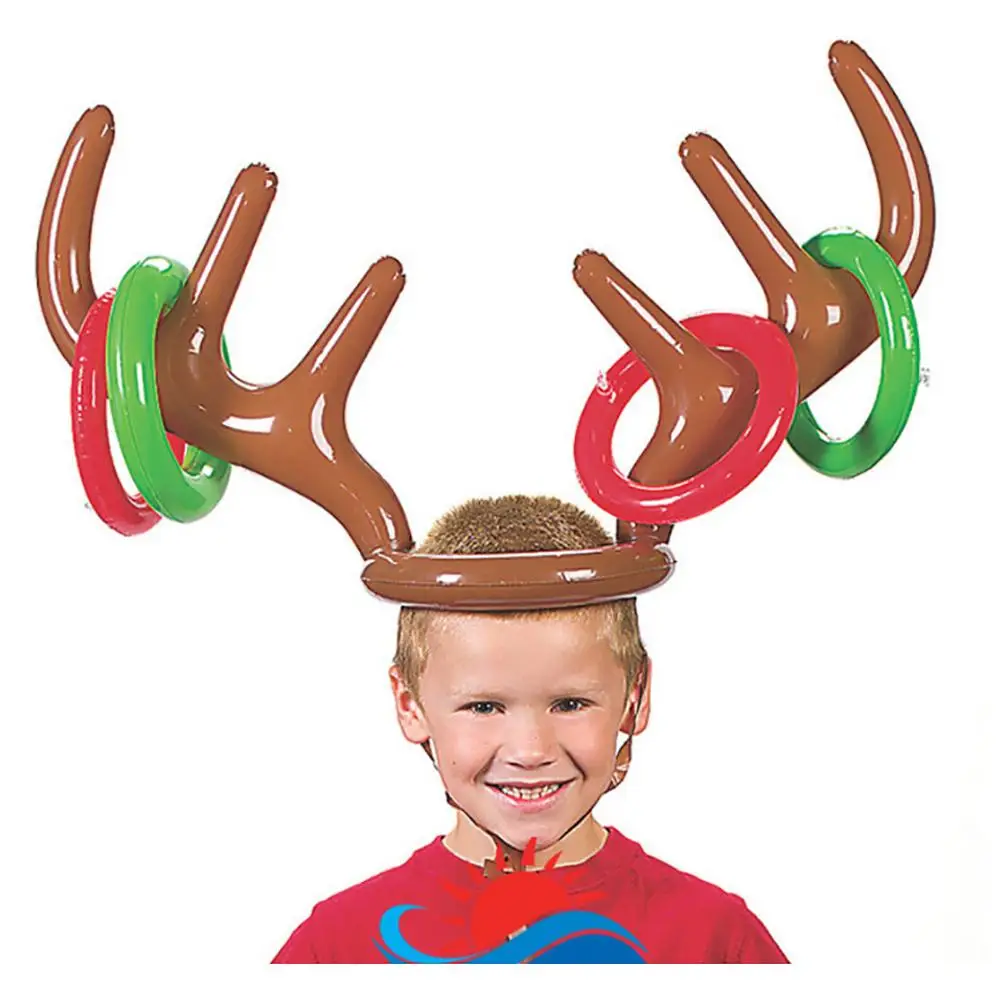 

Hot Children Kids Adult Christmas Inflatable Deer Elk Horn Cap Toys Xmas Party Props Decor Best Gift