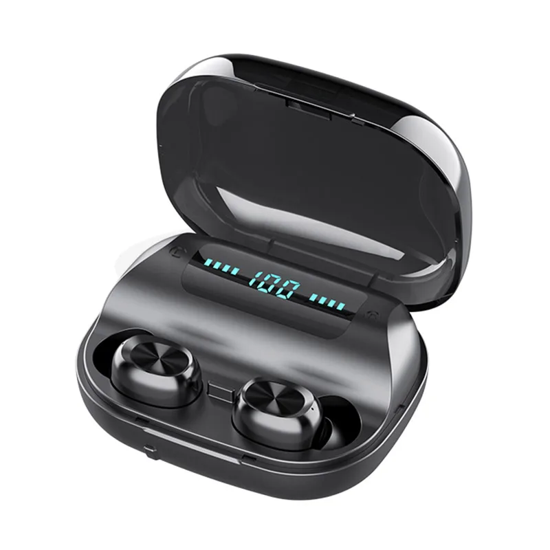 Black with LED Новинка 5,0 TWS Bluetooth наушники светодиодный дисплей сенсорное управление беспроводная гарнитура с микрофоном 9D стерео наушники с шумоподавлением - Цвет: Black with LED
