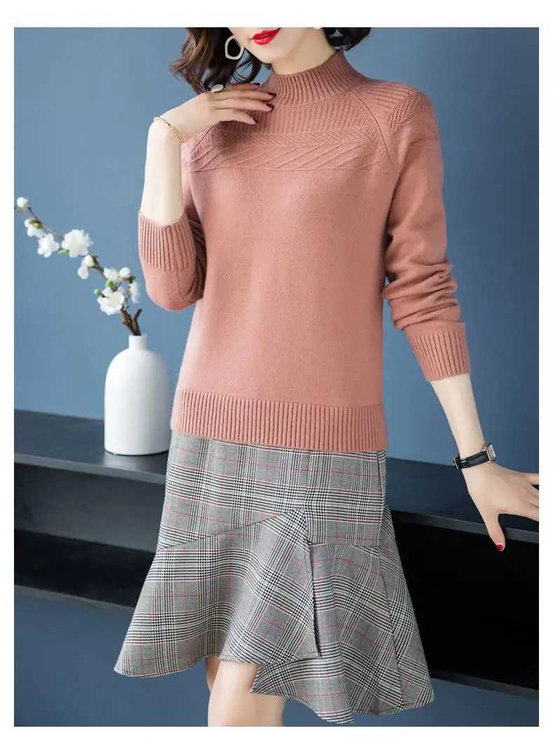 Новые зимние женские свободные утепленные флисовые полуводолазки трикотажные пуловеры свитер женский плюс бархатный трикотаж джемпер Топы X55