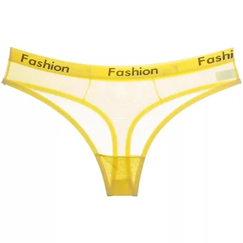 

Sports Thong Feminine Sense Seamless Fitness Invisible Low-Waist Transparent Mesh T-Pants Cotton Bottom Crotch Panties
