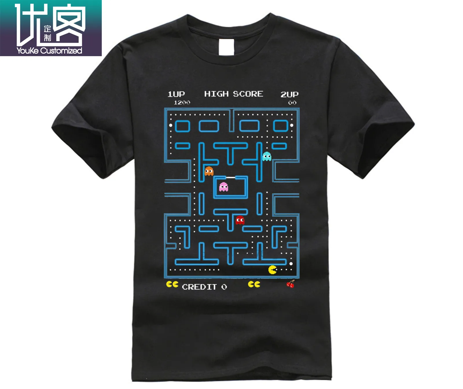 Мужская футболка Pacman Ретро 70s 80s аркадный ПК видеоигры космические захватчики