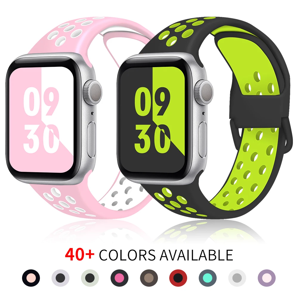 

Soft Silicone Band for Apple Watch Series 1 2 3 42mm 38mm Rubber Strap for iWatch 4/5/6/SE 40MMM 44MM