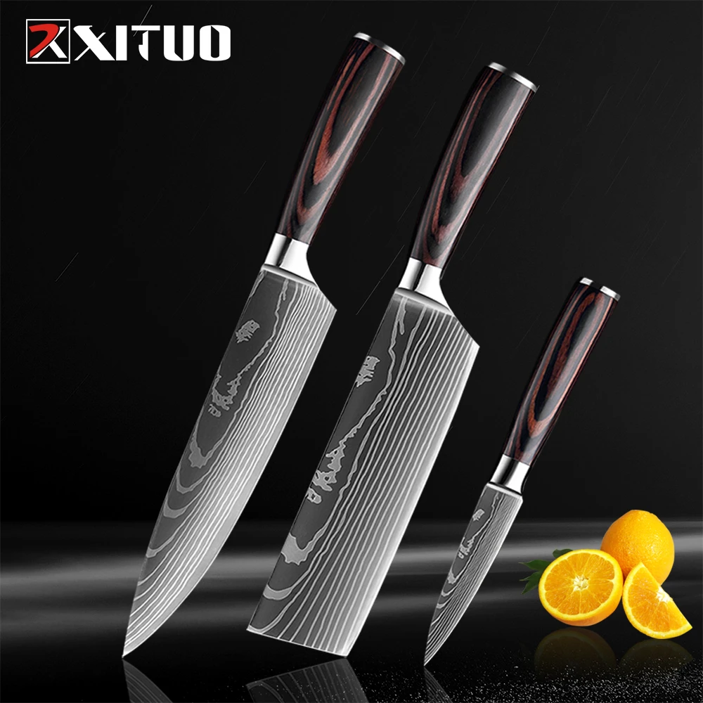XITUO Stainless Steel Kitchen Knives Set 7CR17 Japanese Style Chef Knife Utility Bread Meat