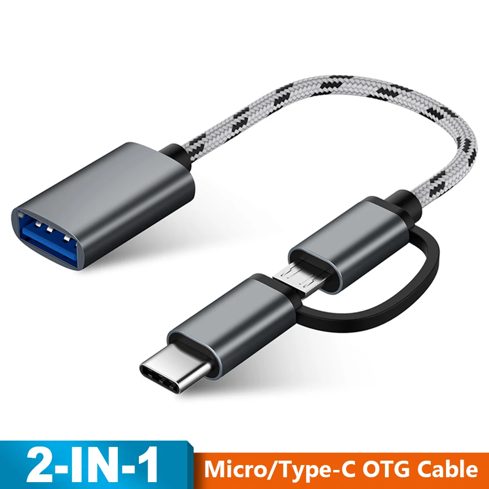 2 в 1 нейлоновый плетеный кабель для передачи данных OTG Переходник USB/Type C к USB 3 0