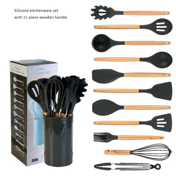 

11pcs Silicone Kitchen Utensils Heat Resistant Cookware Kitchen Non-Stick Cooking Utensils Baking Tools Spatula Ladle Egg Beater