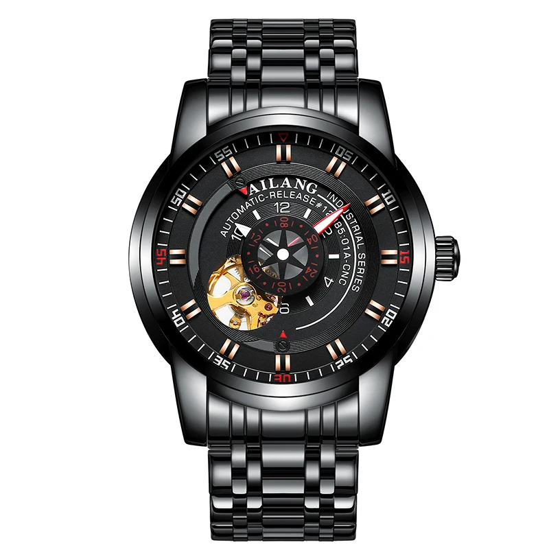 

AILANG 8601 Switzerland watches men luxury brand skeleton automatic mechanical industrial top quality black relogio masculino