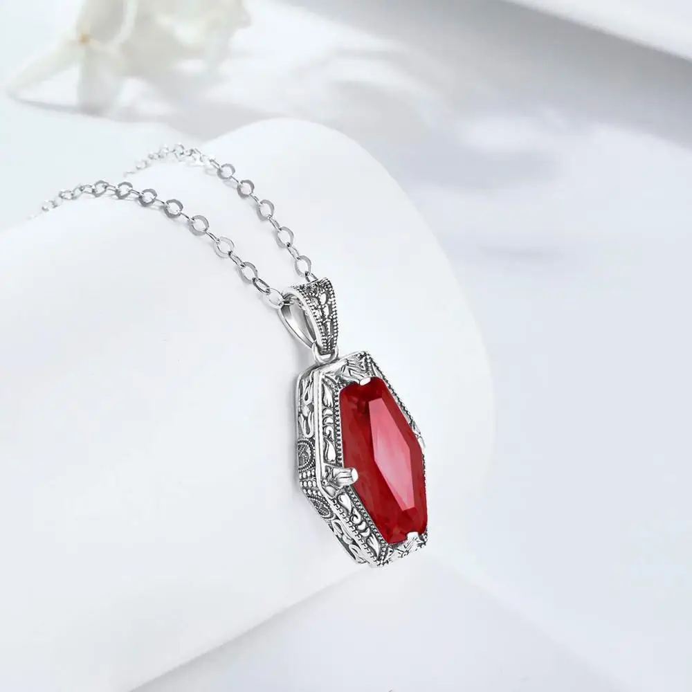 

100% Genuine 925 Silver Pendants For Women New Trendy Red Ruby Pendant Myanmar Gemstone Eternal Love Fine Jewelry Christmas Gift