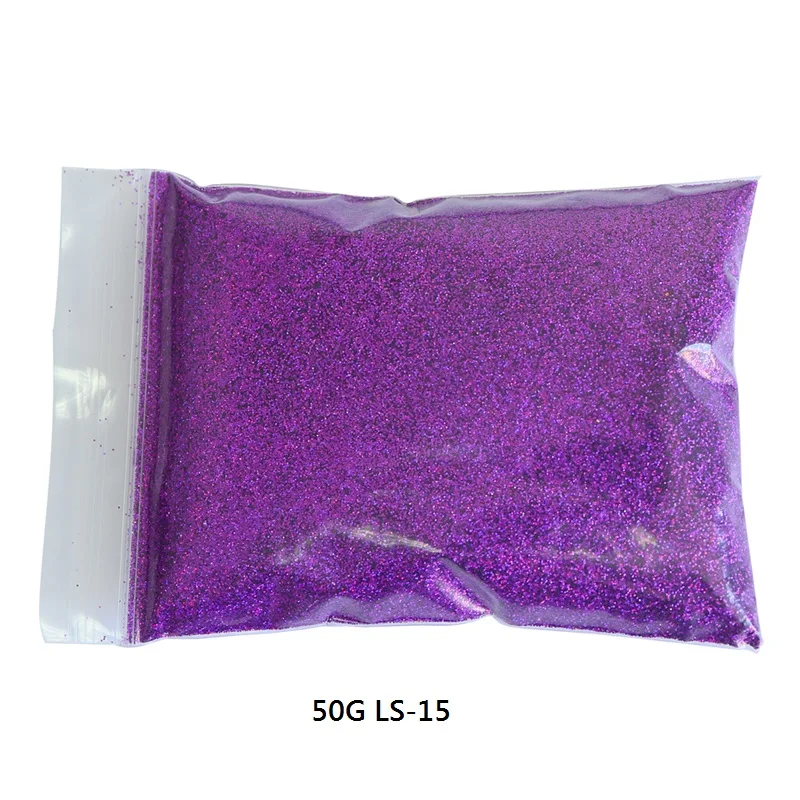50G LS-15 50 г/пакет голографический блестящий для ногтей порошок лазер серебряный лак для ногтей Шестигранная форма лак для маникюра художественное оформление ногтей Dip порошок - Цвет: 50G LS-15