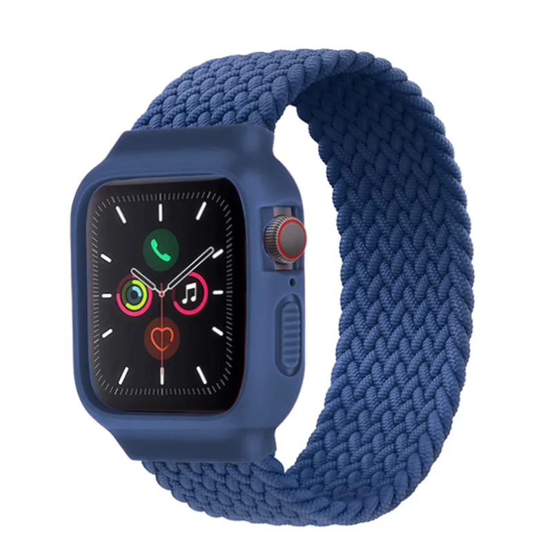 Funda + correa para Apple Watch, banda de 44mm y 40mm, pulsera elástica de 38mm y 42mm trenzada Solo para Apple watch series 6 5 4 3 se