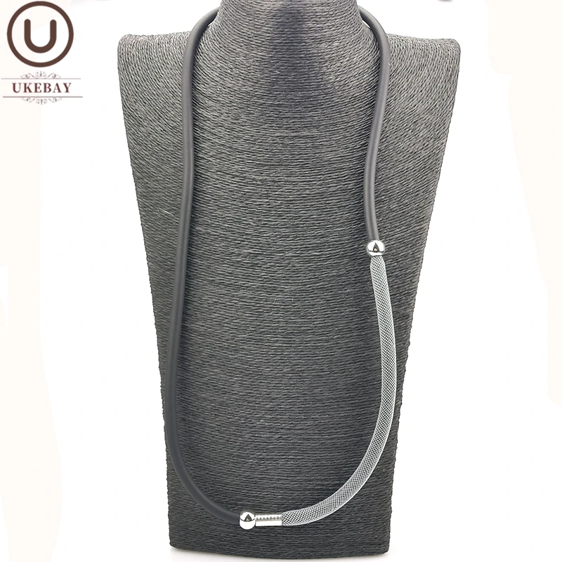 UKEBAY New Rubber Torques Women Short Choker Necklaces Mesh Jewelry Bead Accessories Simple Handmade Necklace Body Jewellery