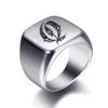 Bagues personnalisées à graver initiale pour hommes, chevalière masculine en acier inoxydable, bijoux vierges, bande, ton argent poli, taille américaine