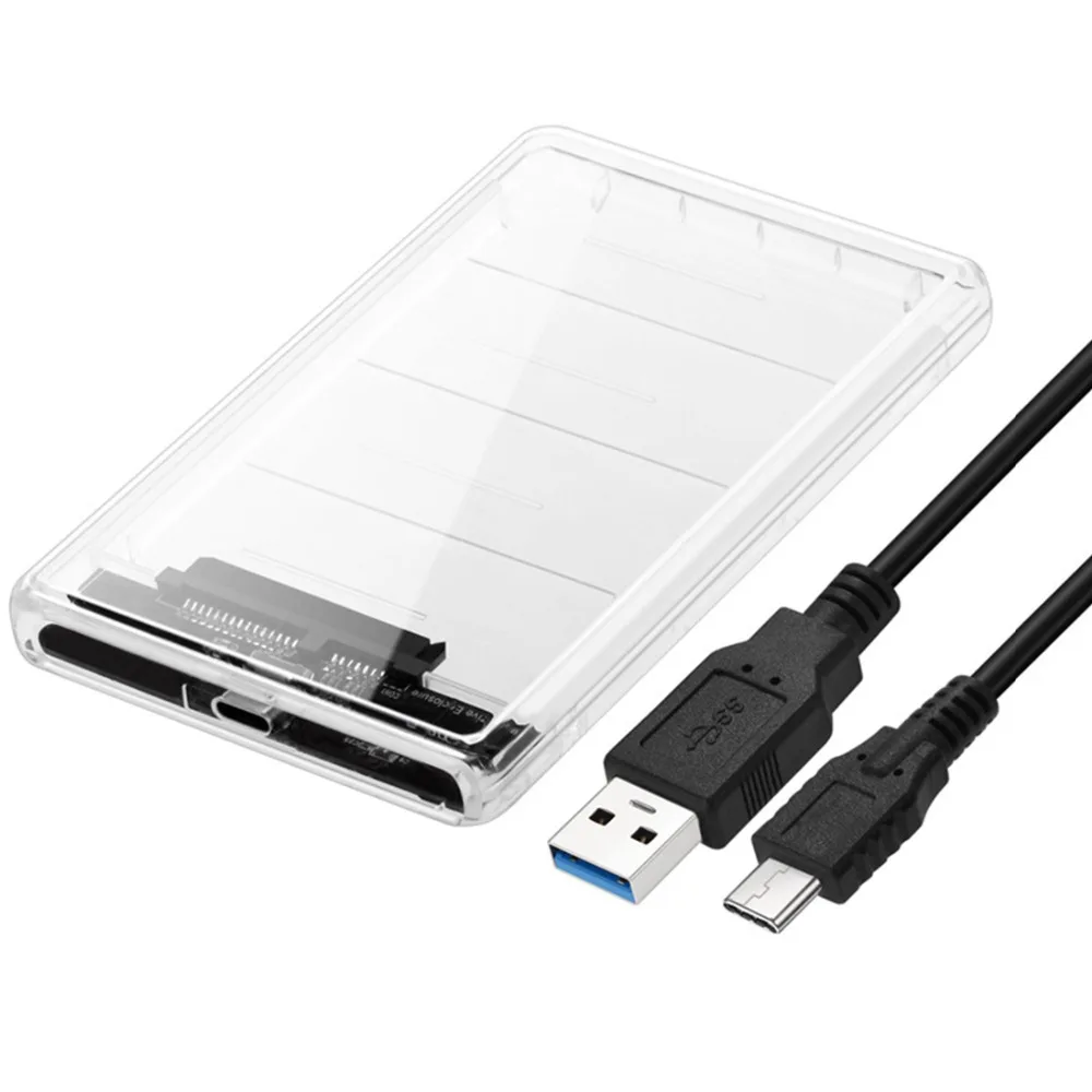 2,5 дюймов USB 3,0 USB 3,1 type-C SATA HD Box SSD HDD жесткий диск Внешний HDD корпус прозрачный Чехол Поддержка UASP протокол