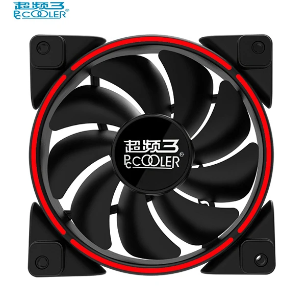12cm red Pccooler 12 см чехол для ноутбука вентилятор охлаждения вентилятор с ШИМ-управлением светодиодный HALO бесшумный вентилятор 120 мм светодиодный красные, синие зеленый белый свет направляющего кольца шасси немой вентилятор - Цвет лезвия: 12cm red