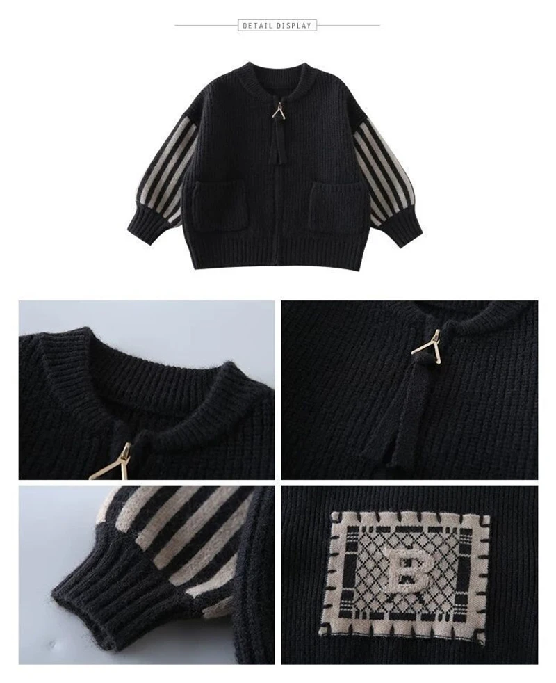 Anos de Idade Bebê Meninos Outono Jaquetas Novo Coreano Zíper Malha Algodão Camisola Outerwear 2 3 4 5 6 7 8 Blusão Outfit 4 novas coreanas de malha com zíper, camisola