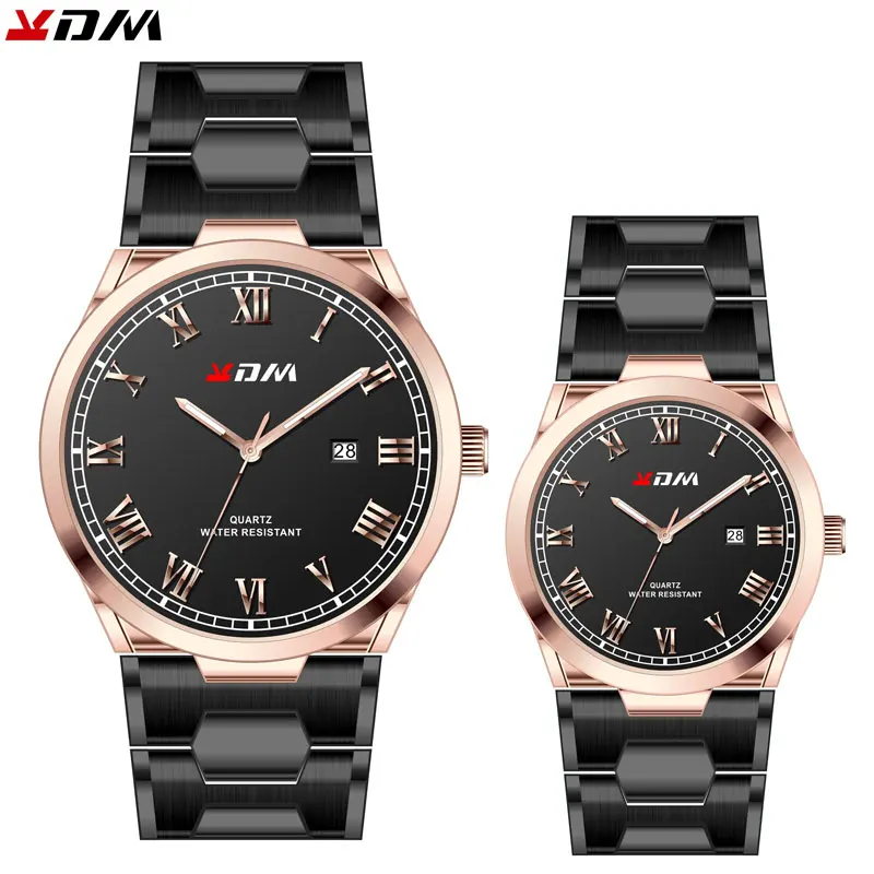 Элегантные парные часы, браслет из нержавеющей стали для влюбленных, лучший подарок, простые Роскошные парные часы для мужчин и женщин - Цвет: RG-RG-B