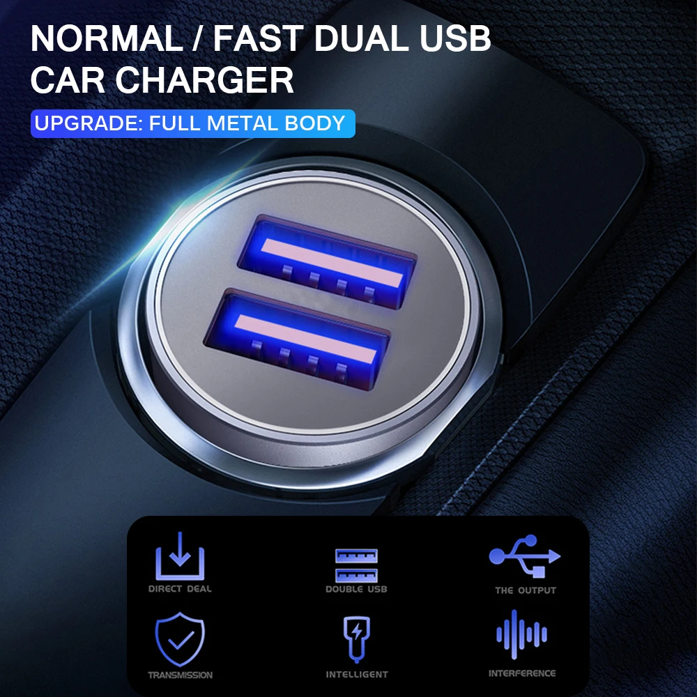 Сдвоенный USB Автомобильное зарядное устройство Быстрая зарядка 3,0 Быстрая зарядка автомобиля для samsung huawei Xiaomi Iphone автомобильный FC 3,0 зарядное устройство с светодиодный