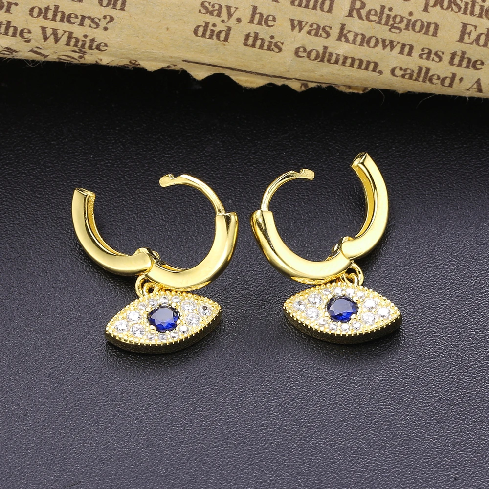 Женские сережки подвески Moonmory серьги из 925 пробы серебра с голубым камнем золота