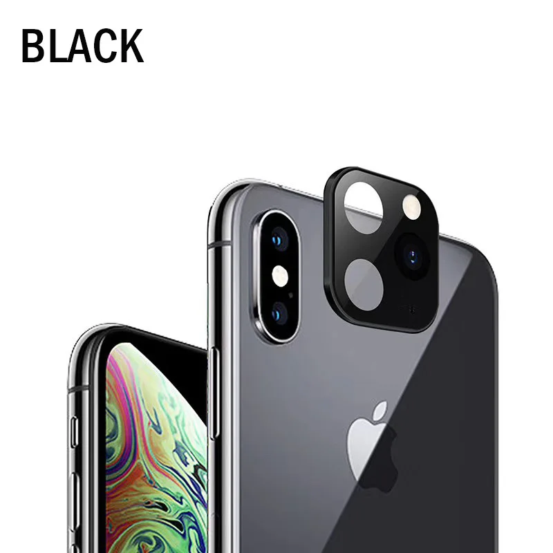 Черный Защитная крышка для объектива камеры для iPhone X XS Max, Защитное стекло для камеры, сменная крышка на iPhone 11 Pro, Роскошный металлический алюминий - Цвет: Черный